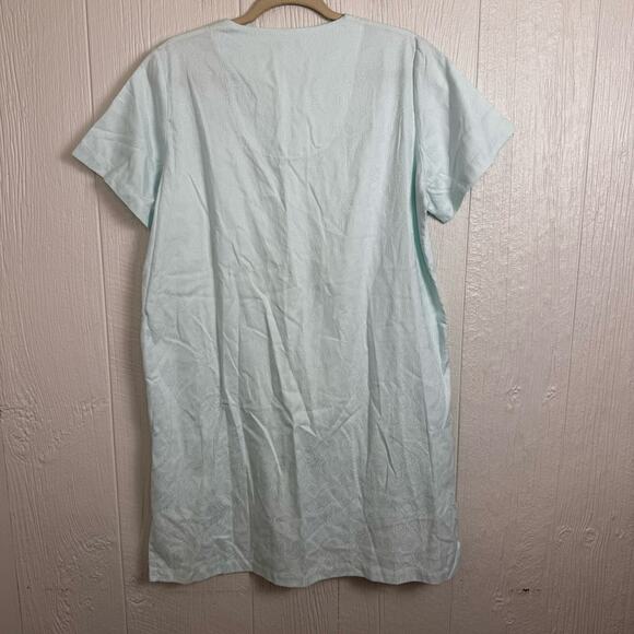 Miss Elaine Button Front Nightgown Robe Size Medium Pale Mint Green Blue Seafoam - Picture 7 of 7